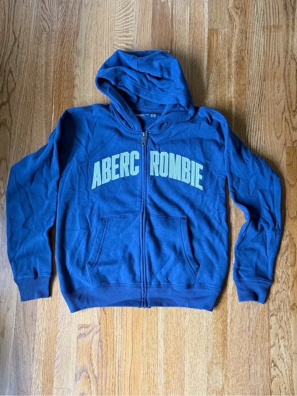Boys Abercrombie & Fitch Navy Blue Zip Hoodie with Logo, 13/14 NWOT